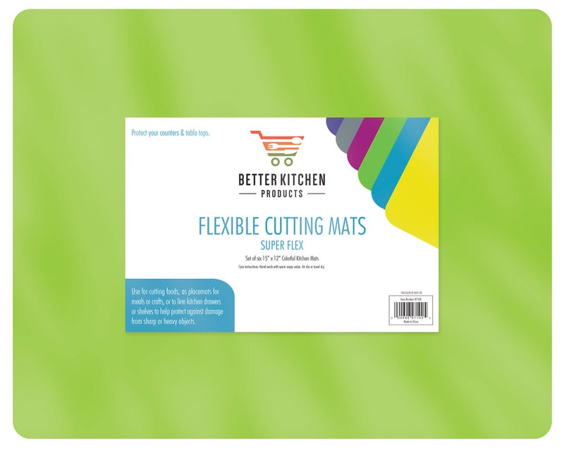 Better Kitchen Products Flexible Plastic Cutting Board Mats, Set of 6, Textured, 6 Vivid, Translucent Colors Assorted - Image 4